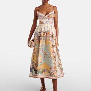 Zimmermann Tallow floral linen bustier dress